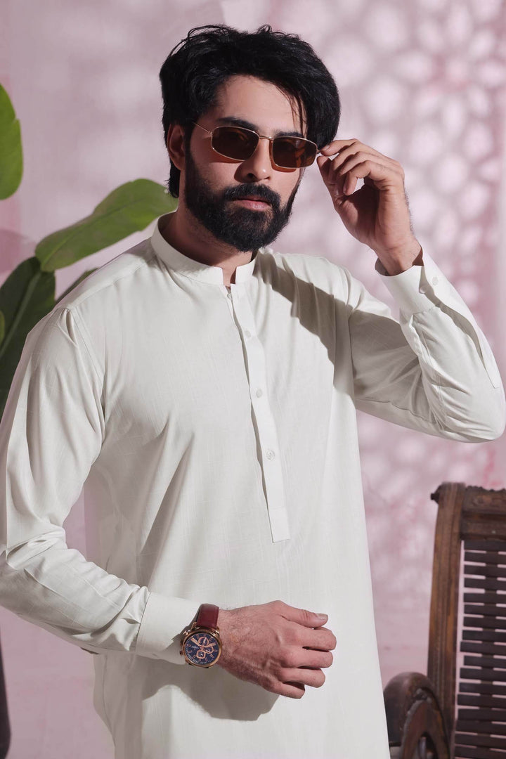 White Self Kurta Pajama | KP-030 - Al-Deebaj