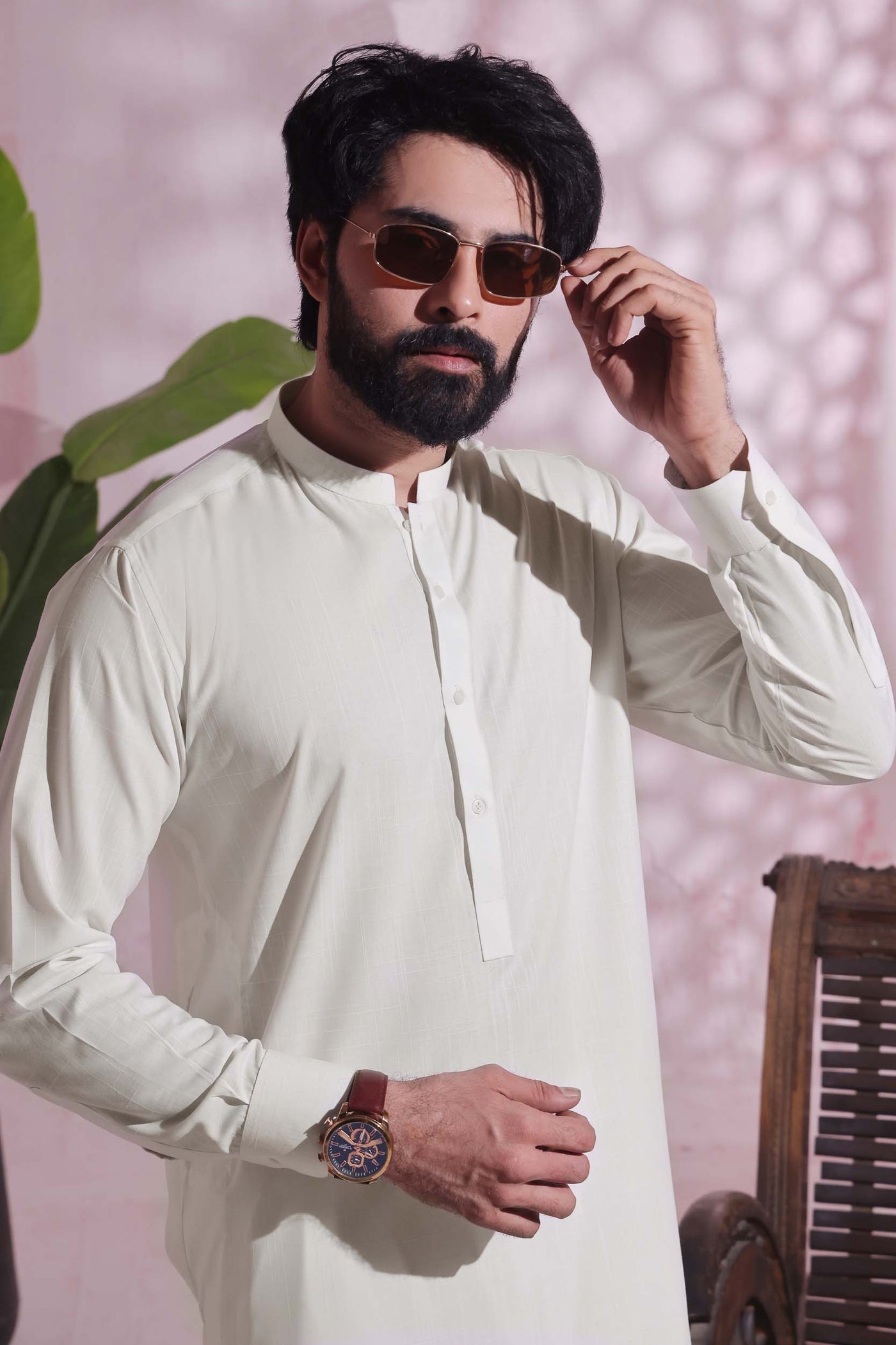 White Self Kurta Pajama | KP-030