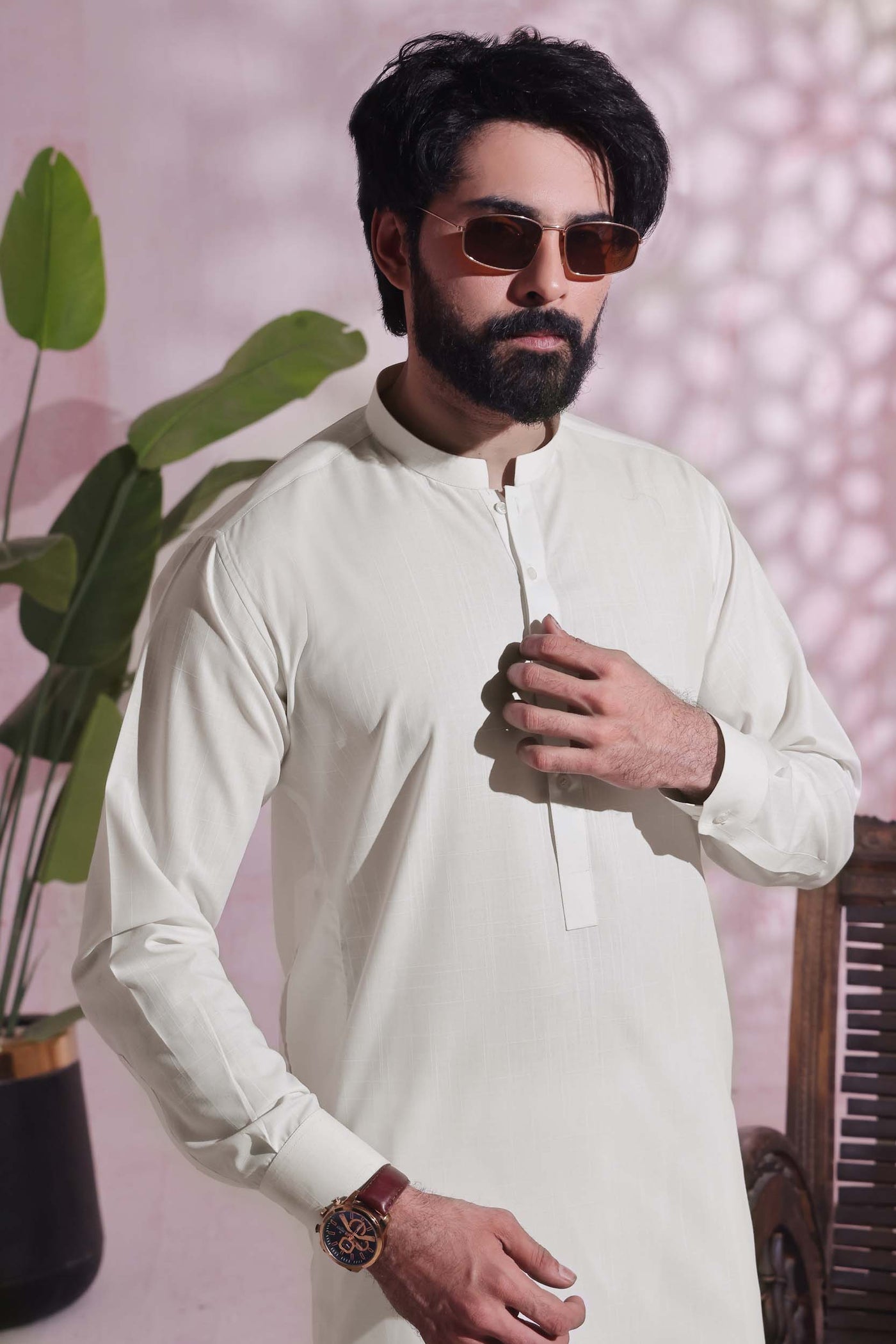 White Self Kurta Pajama | KP-030