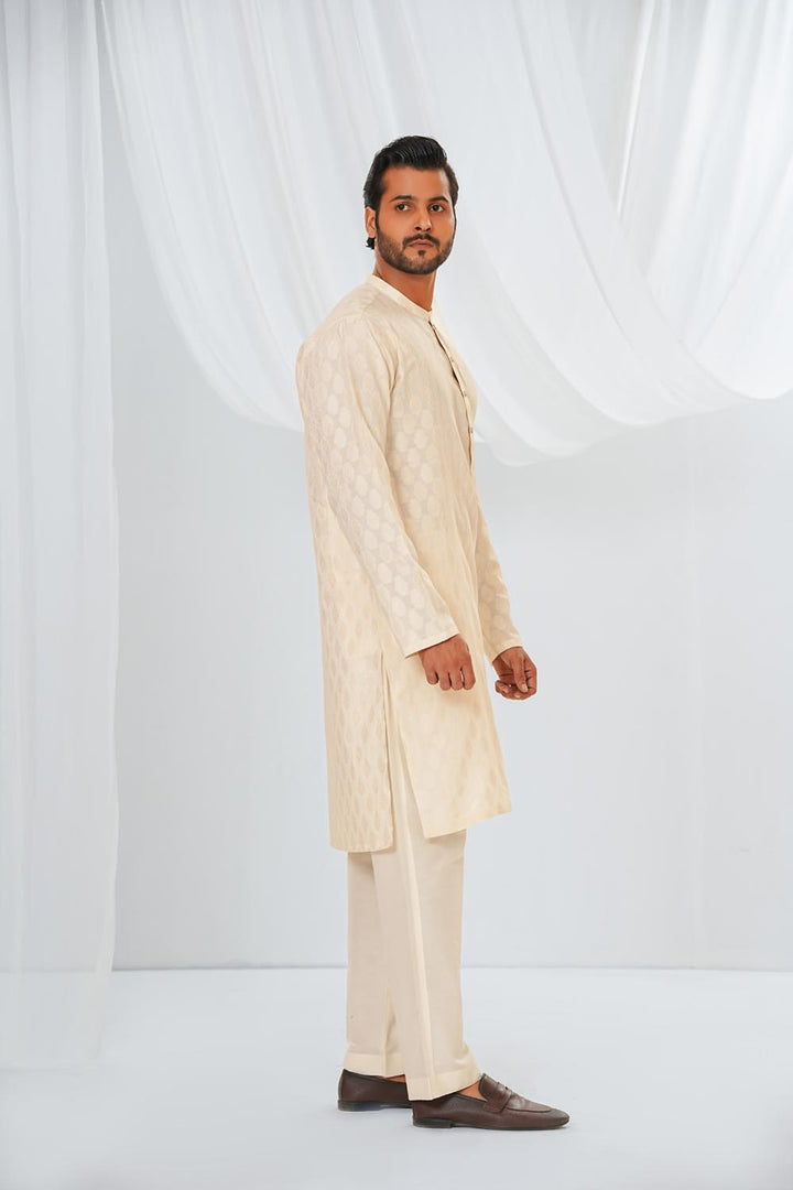 Cream Plain Kurta Pajama | KP-044