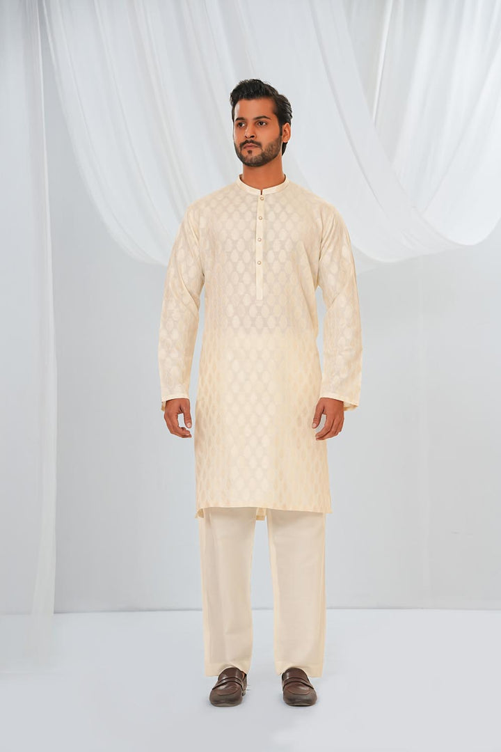 Cream Plain Kurta Pajama | KP-044
