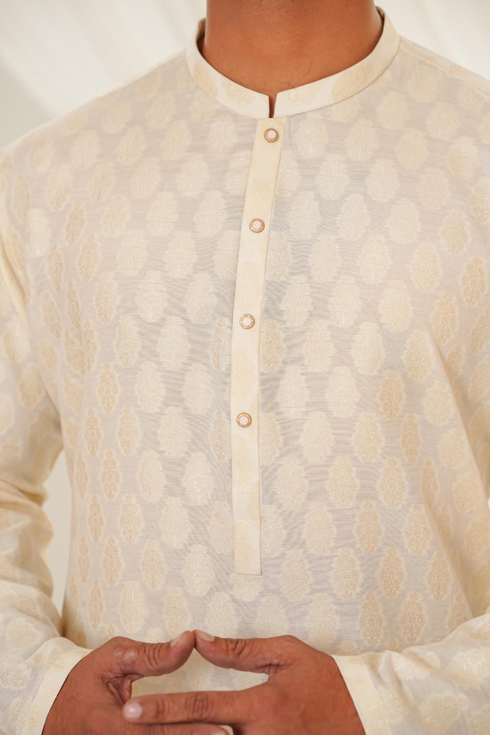 Cream Plain Kurta Pajama | KP-044