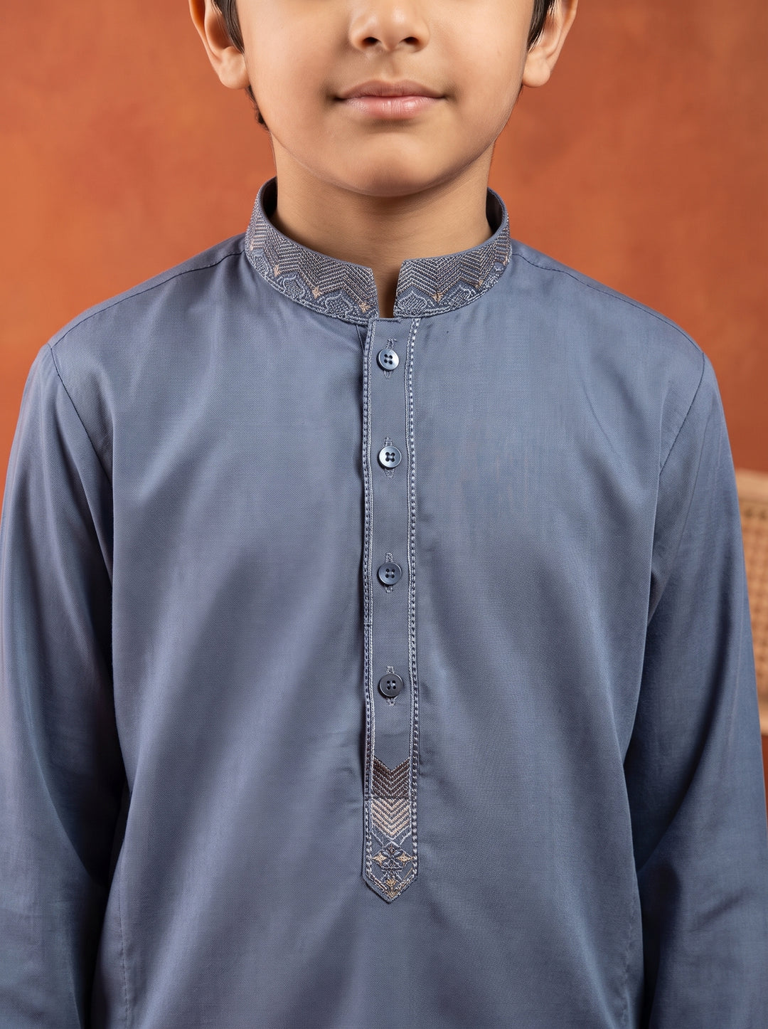 Greyish Blue Emb Kids K-S | KDS-38
