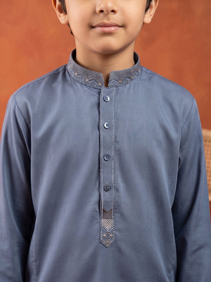 Greyish Blue Emb Kids K-S | KDS-38