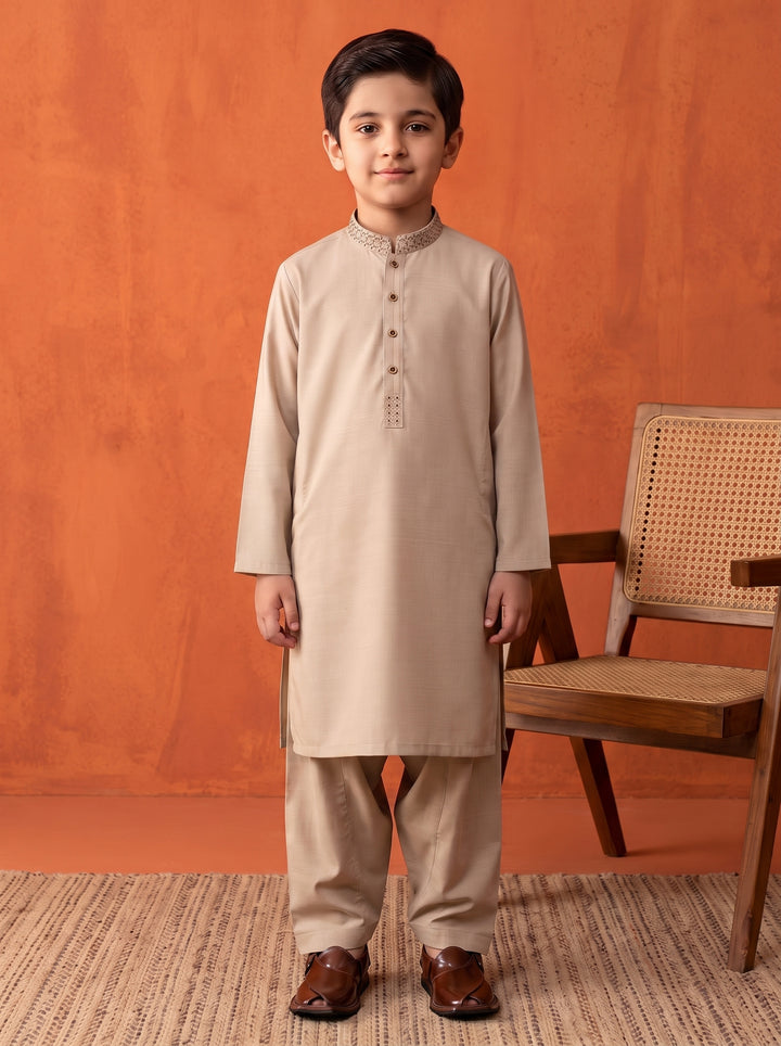 Embroidered Golden Brown Kurta Shalwar | KDS-49