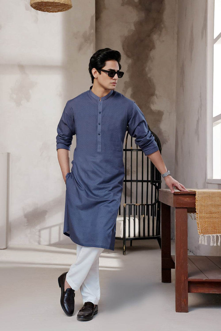 Blue Printed Kurta | ADKR-025 - Al-Deebaj