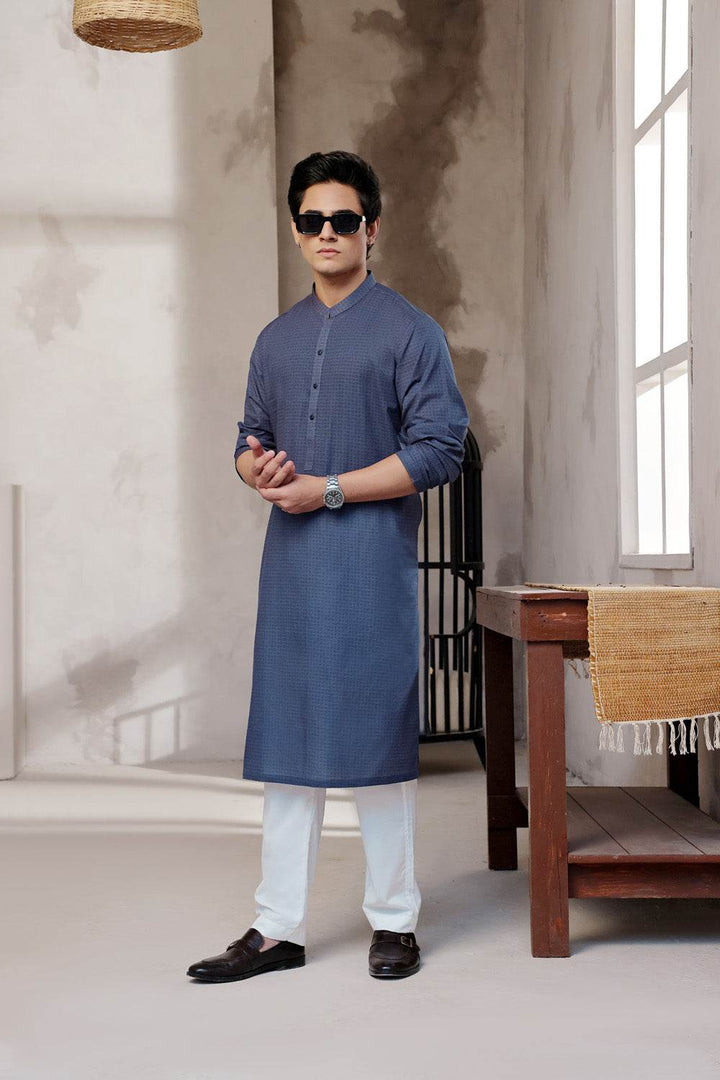 Blue Printed Kurta | ADKR-025 - Al-Deebaj