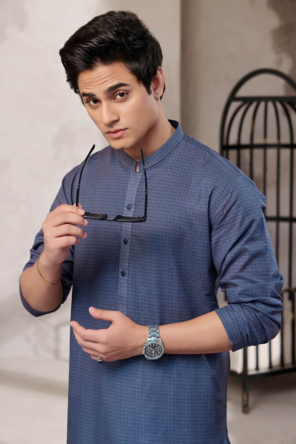 Blue Printed Kurta | ADKR-025 - Al-Deebaj