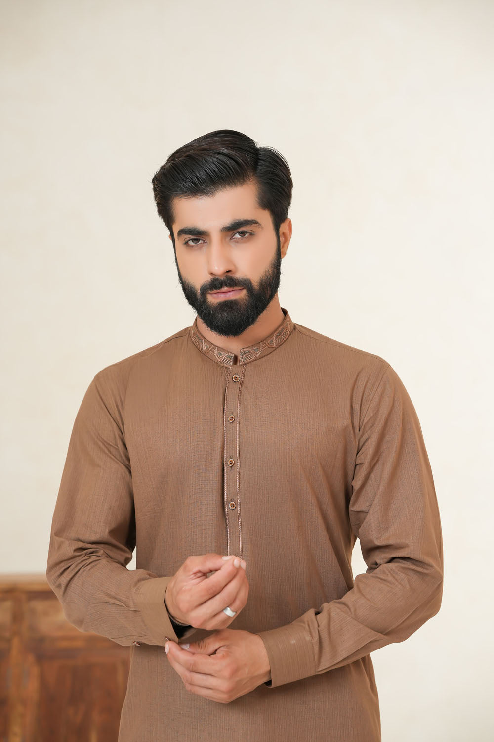 Brown Emb Kurta Shalwar | KS-189