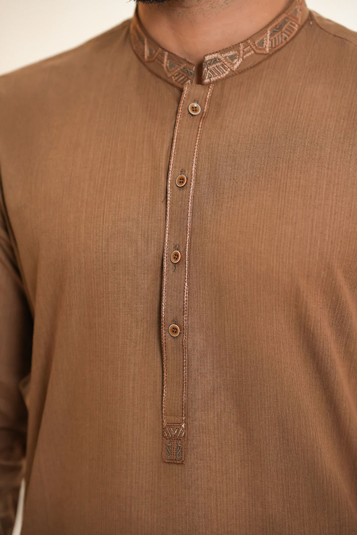 Brown Emb Kurta Shalwar | KS-189