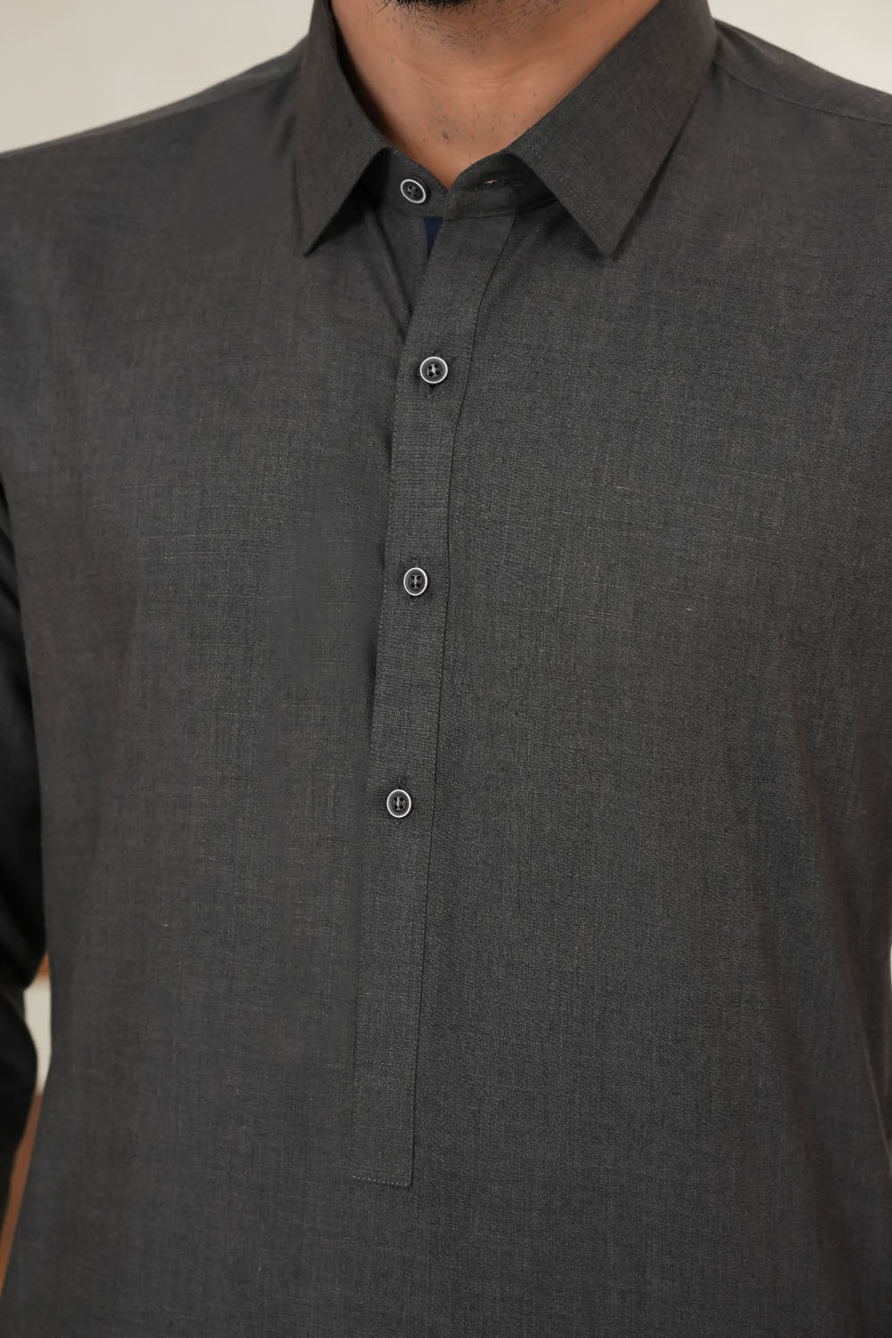 Dark Grey Plain Kurta Shalwar | KS-198