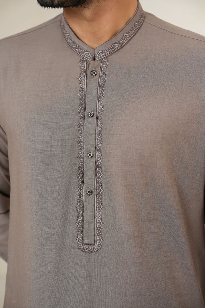 Brown Emb Kurta Shalwar | KS-201