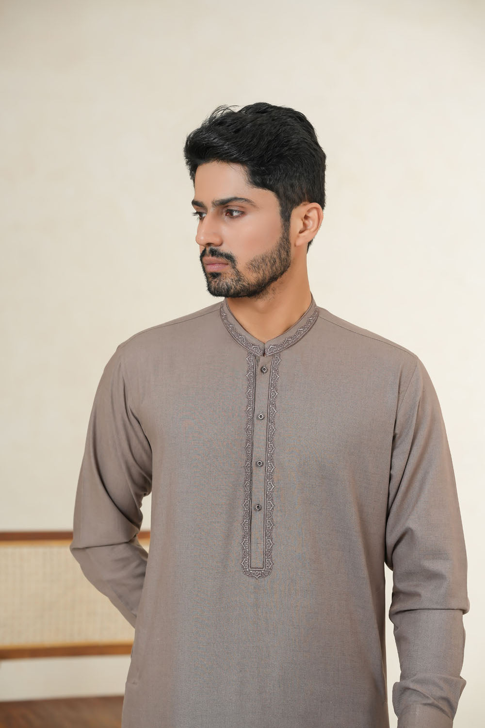 Brown Emb Kurta Shalwar | KS-201