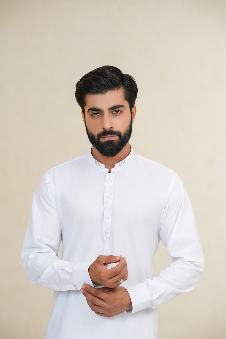 White Des Kurta Shalwar | KS-207