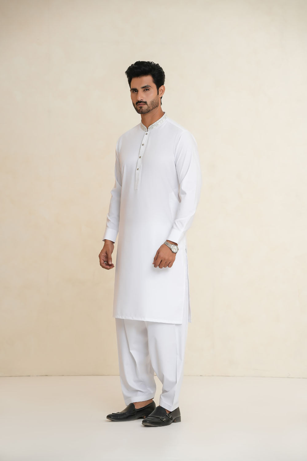 White Emb Kurta Shalwar | KS-208