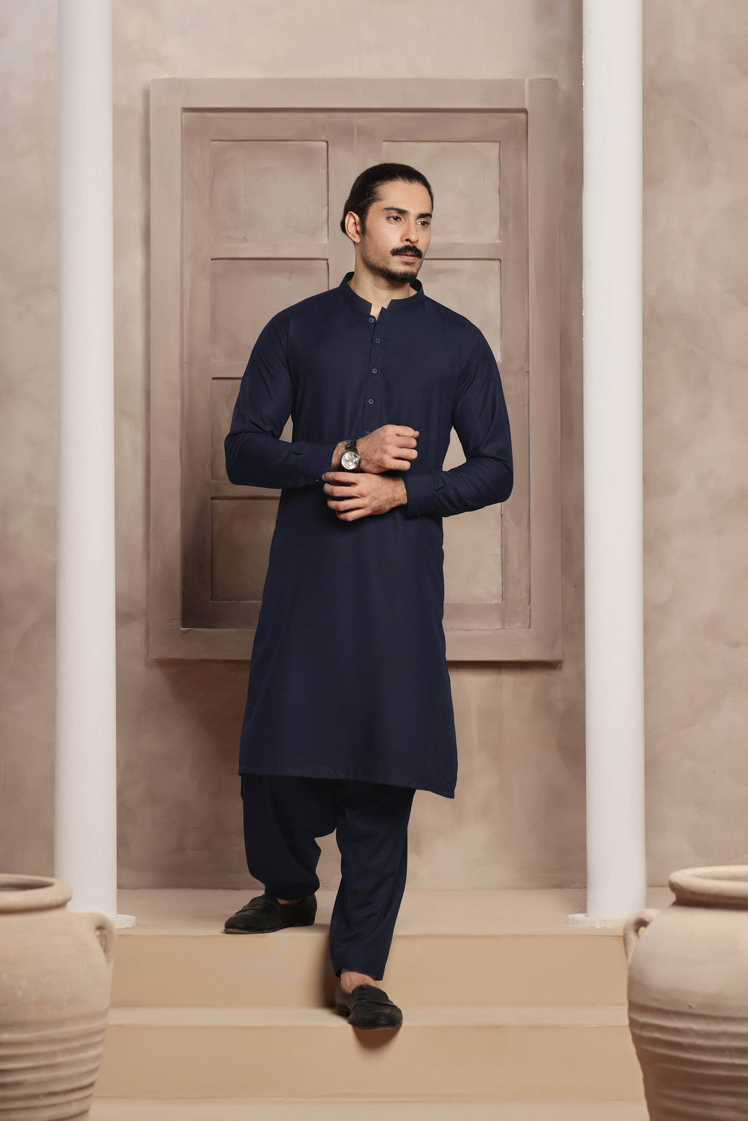 Navy Self Kurta Shalwar | ADKS-094 - Al-Deebaj