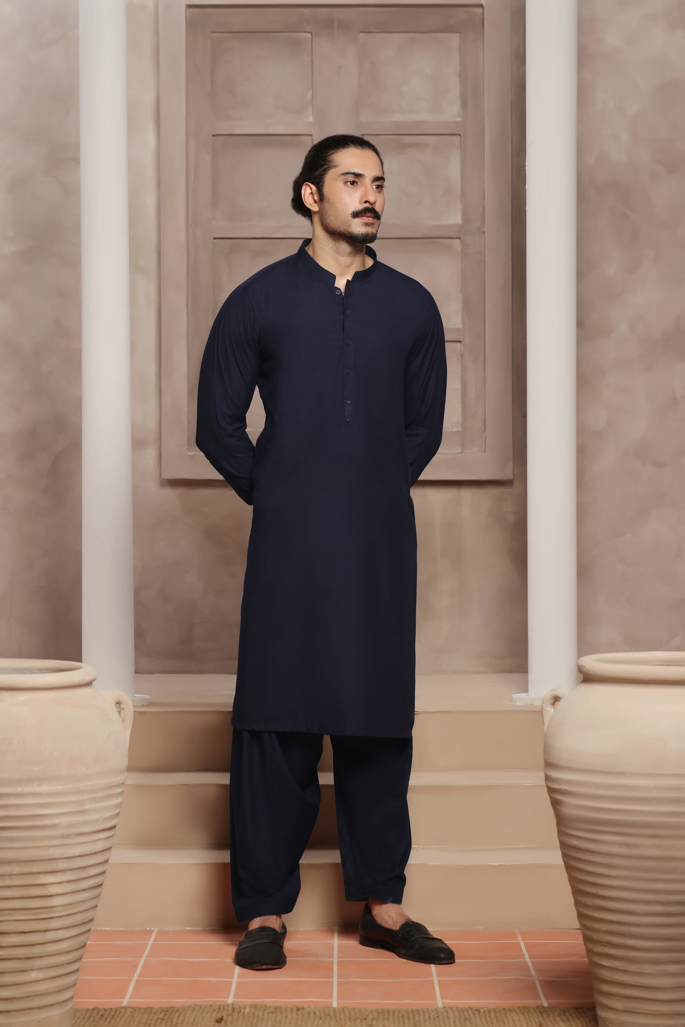 Navy Self Kurta Shalwar | ADKS-094