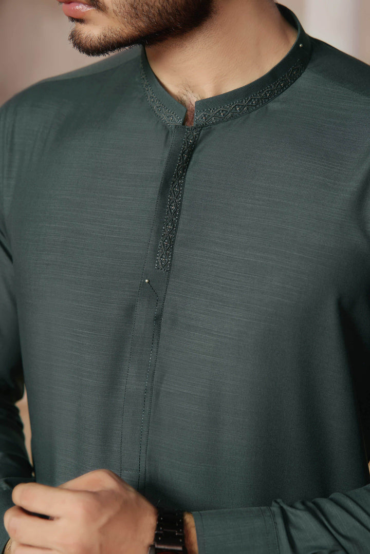 Light Grey Self Kurta Shalwar | ADKS-095 - Al-Deebaj