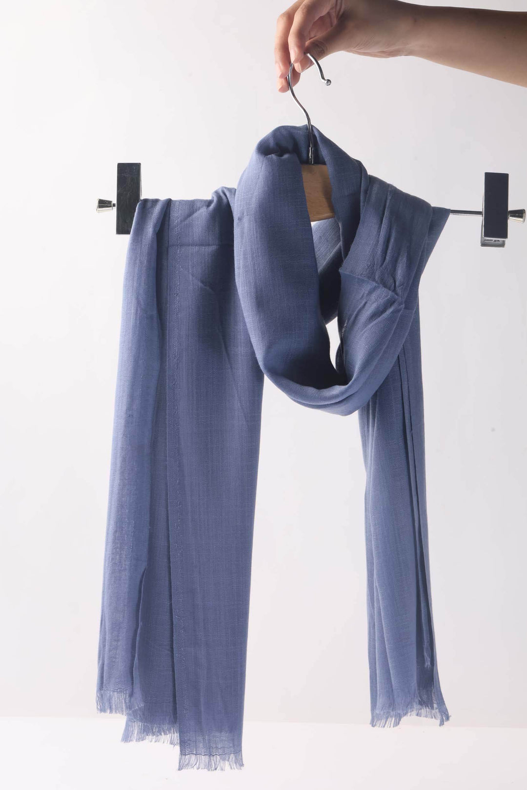 Lawn Self Blue Stole - Al-Deebaj