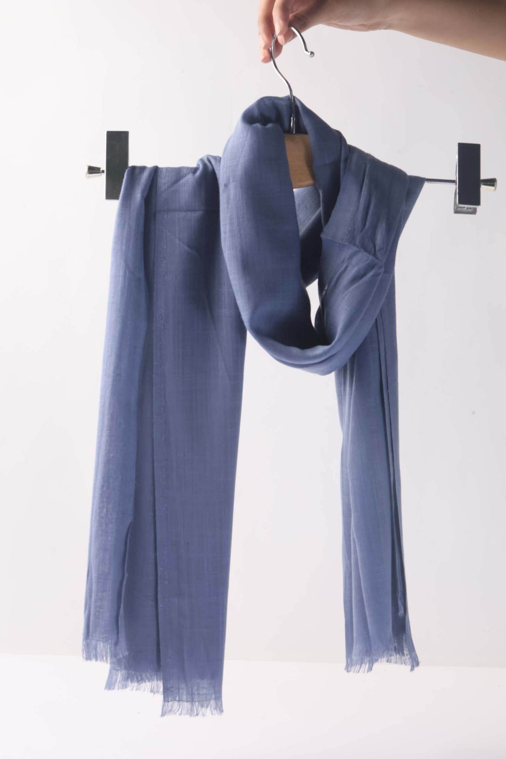 Lawn Self Blue Stole - Al-Deebaj