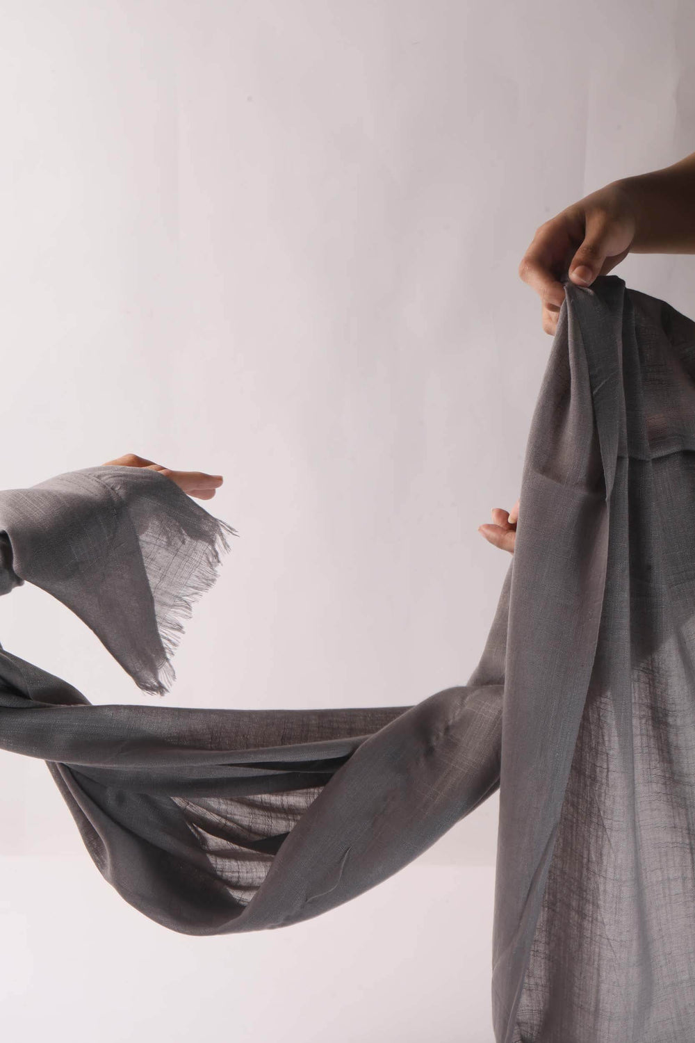 Lawn Self Grey Stole - Al-Deebaj