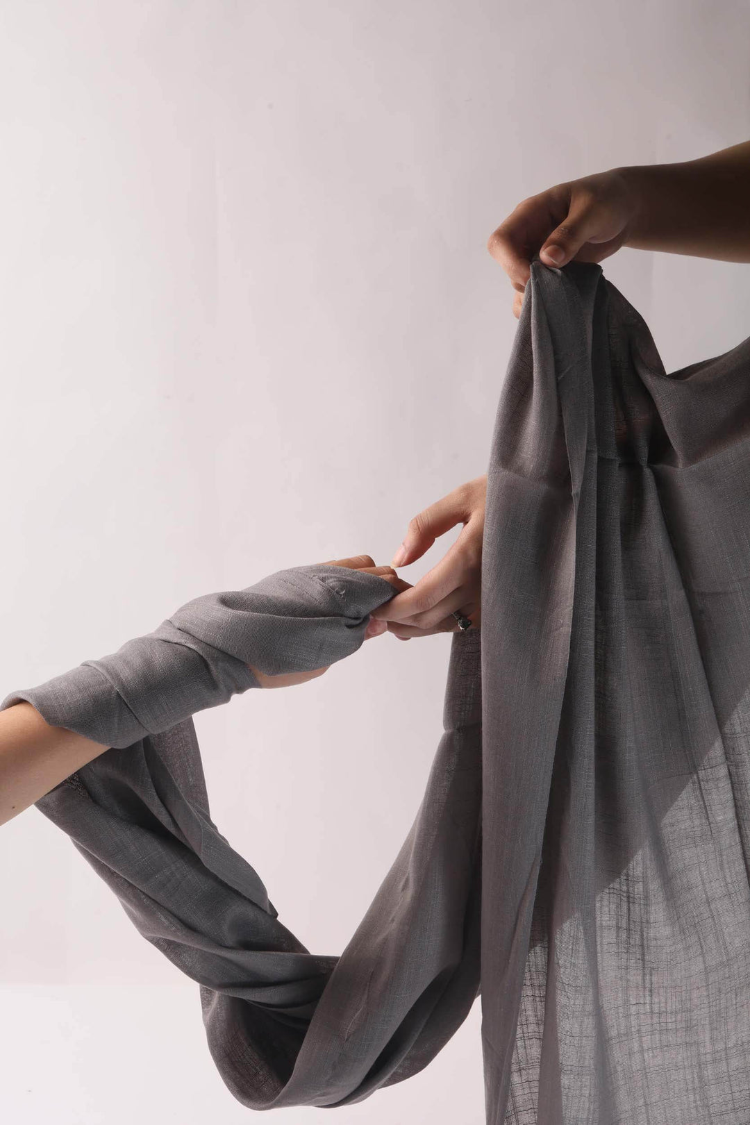 Lawn Self Grey Stole - Al-Deebaj