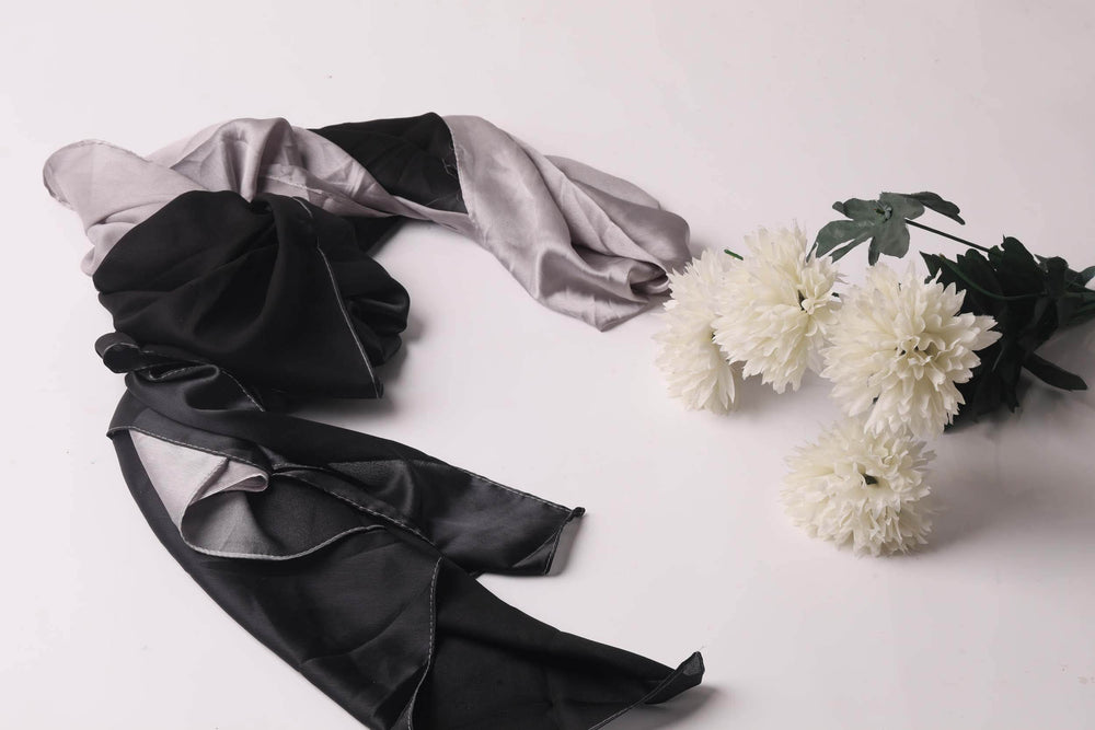 Silk 2 Tone L.Grey & Black - Al-Deebaj