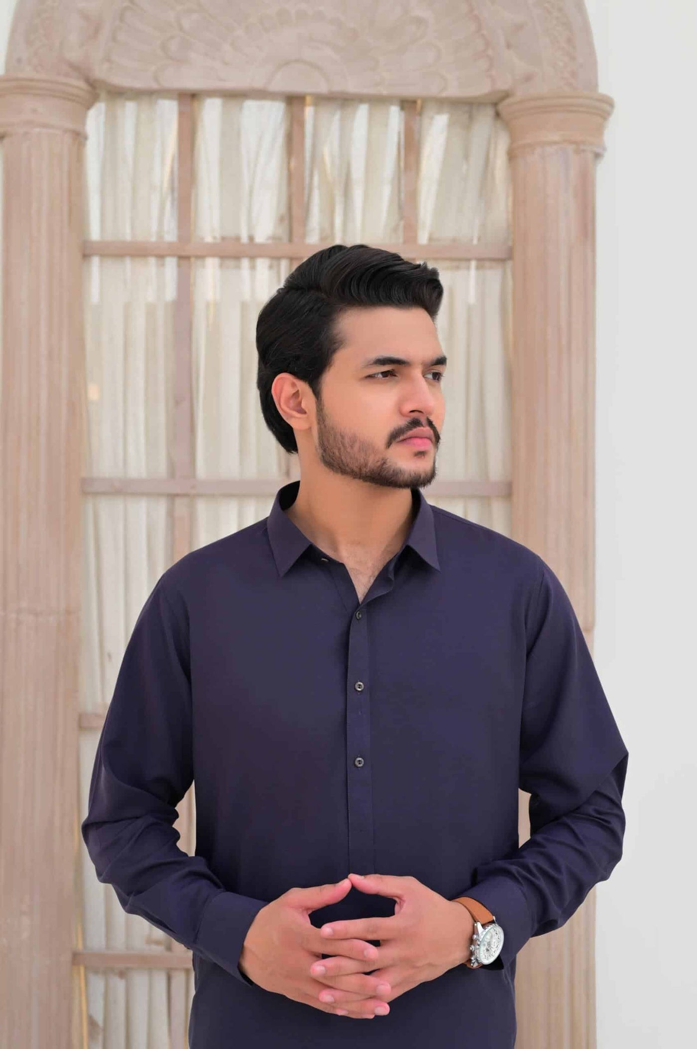 Purple Plain Oxford Kurta Shalwar - Al-Deebaj