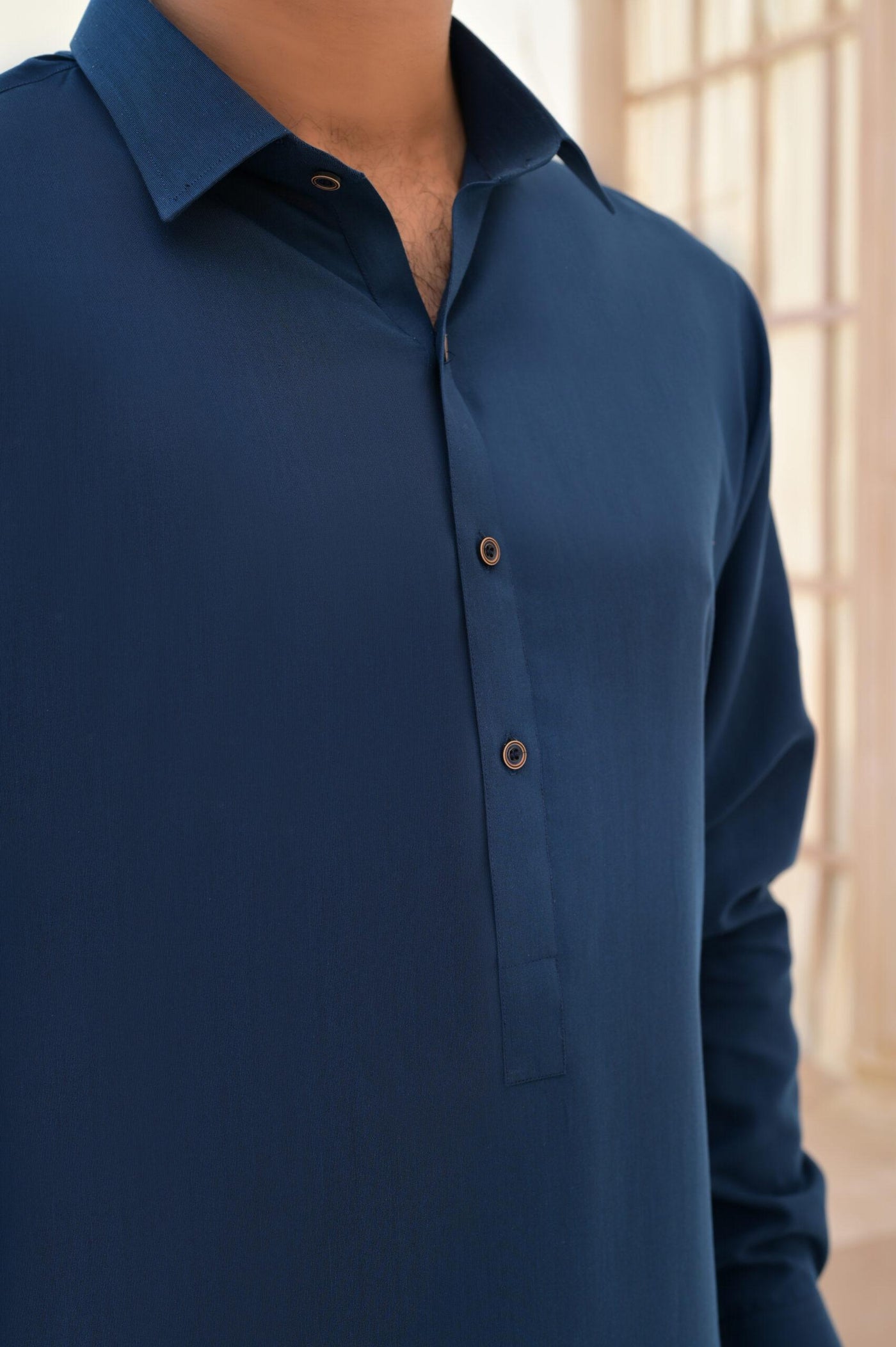 Navy Blue Plain Oxford Kameez Shalwar | ADKS-013 - Al-Deebaj