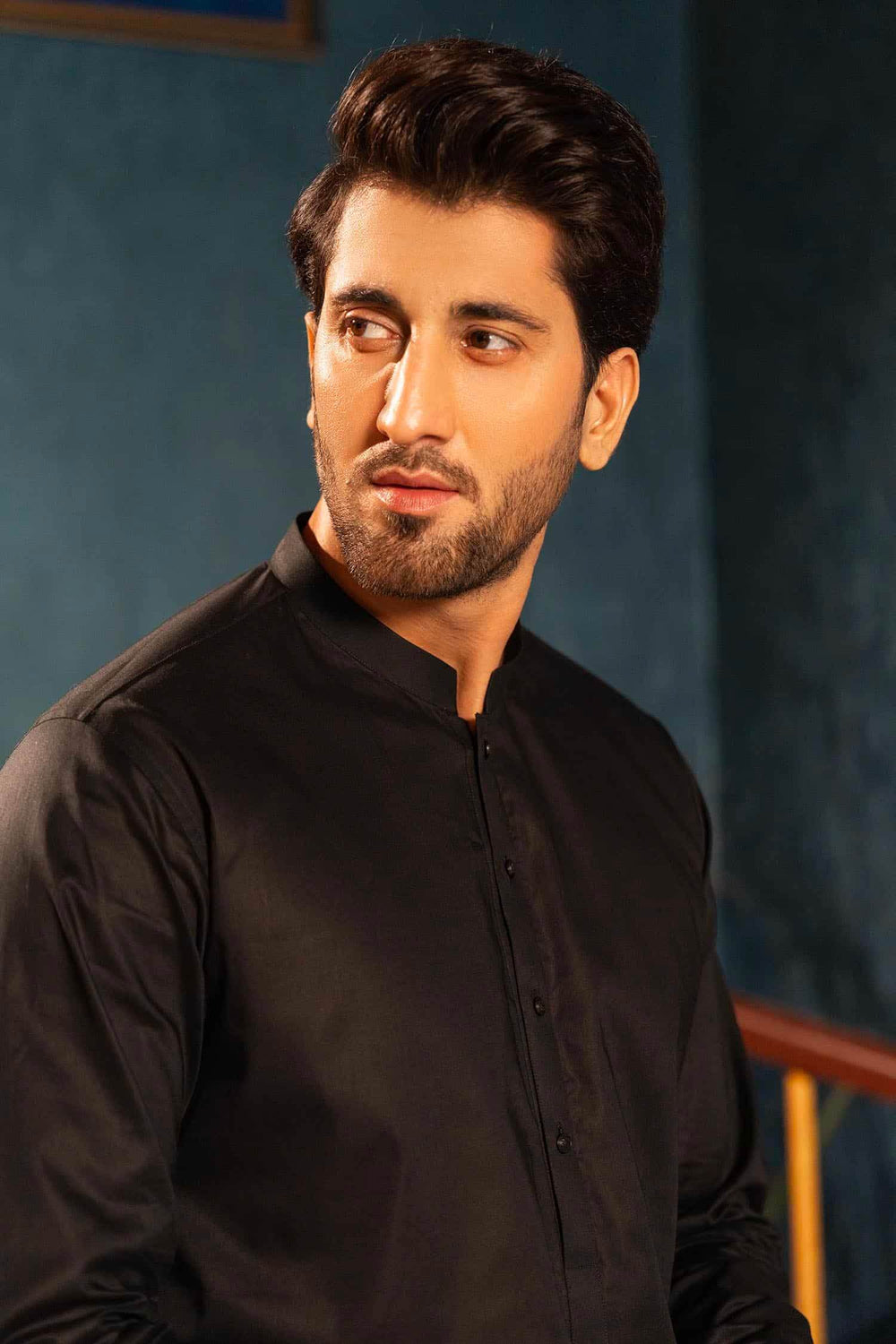 Black Cotton Kameez Shalwar | ADKS-064 - Al-Deebaj
