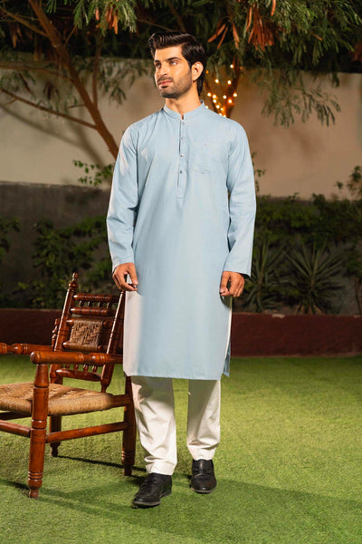 Sky Blue Blended Kurta | ADKR-010 - Al-Deebaj