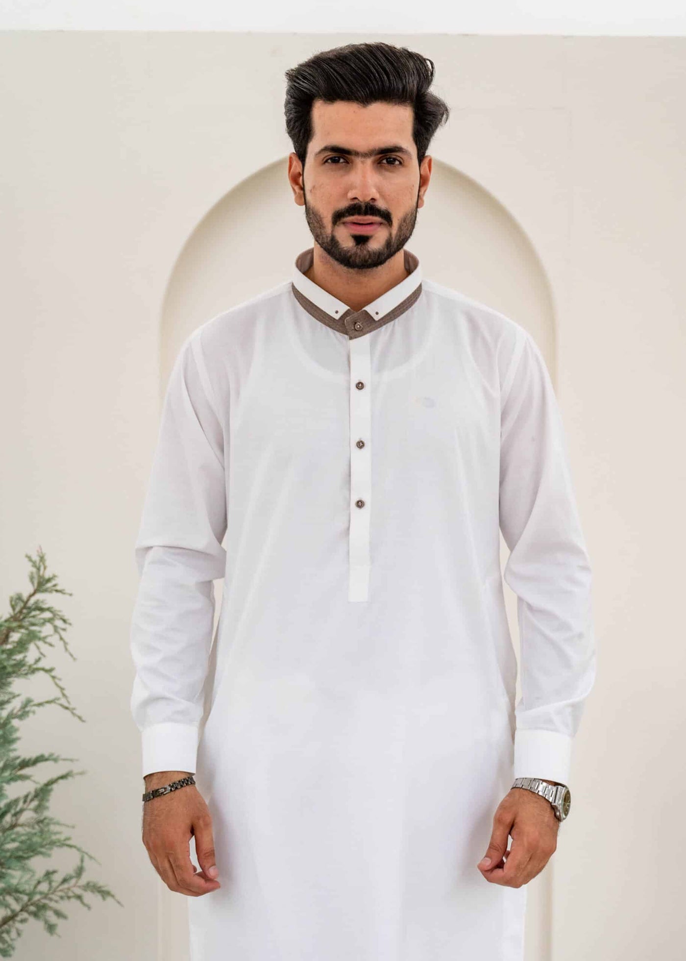 Off-White Self Kameez Shalwar | AD-KS-041 - Al-Deebaj