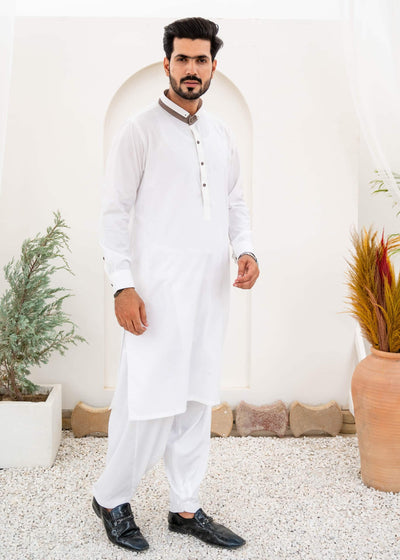 Off-White Self Kameez Shalwar | AD-KS-041 - Al-Deebaj