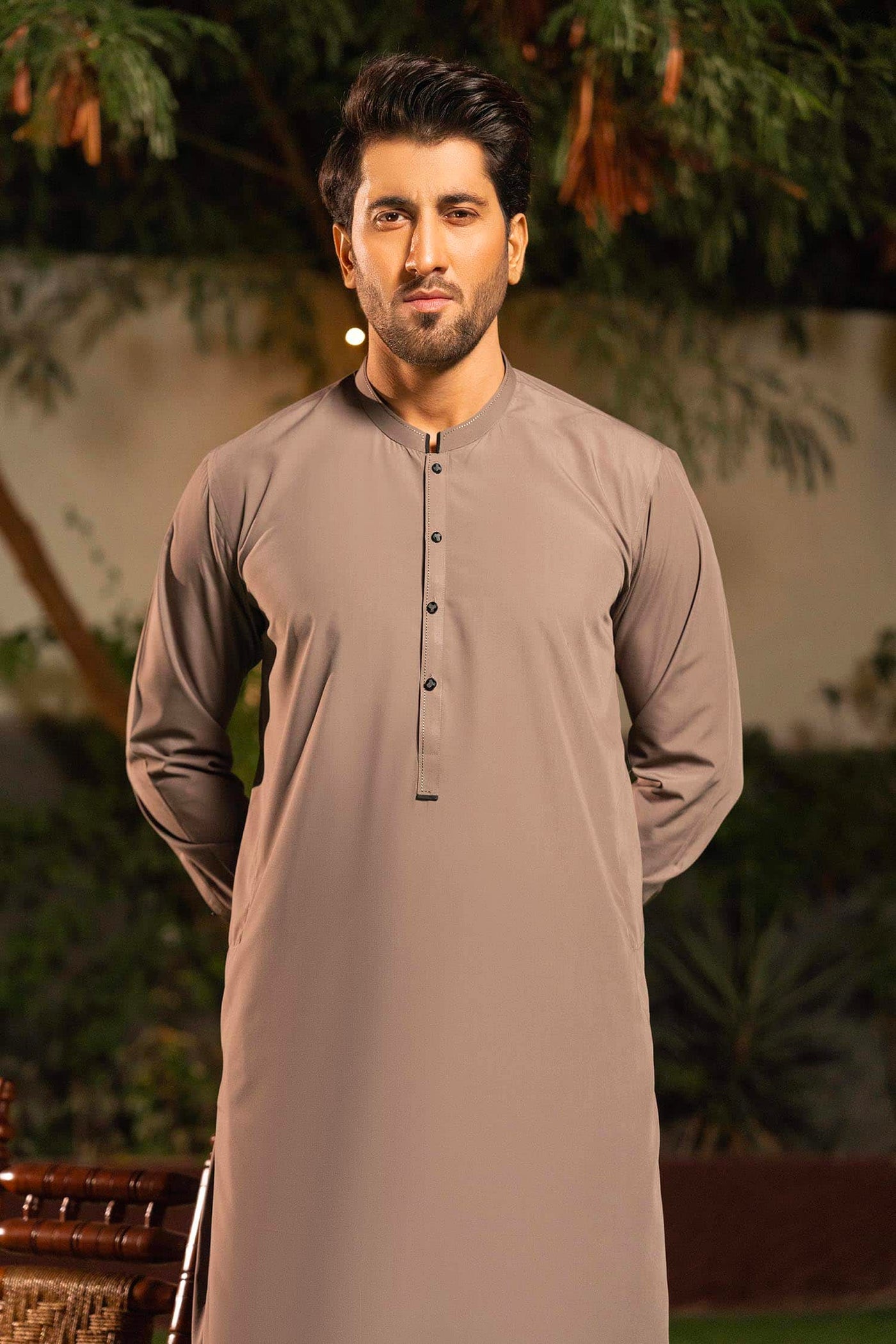 Grey Blended Kameez Shalwar | ADKS-051 - Al-Deebaj