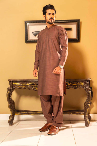 Maroon Dyed Yarn Cotton Kameez Shalwar | ADKS-060