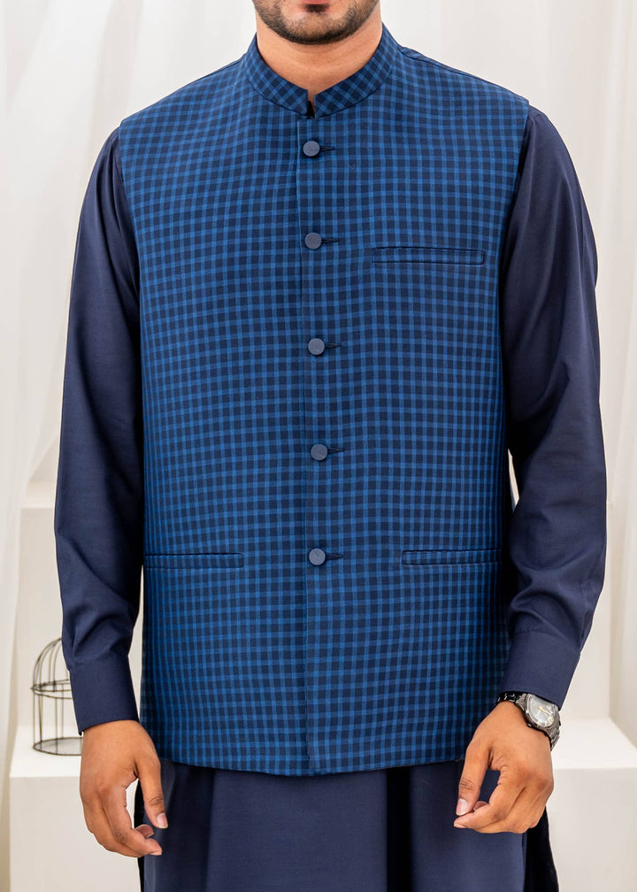 Blue Suiting Waist-Coat - Al-Deebaj