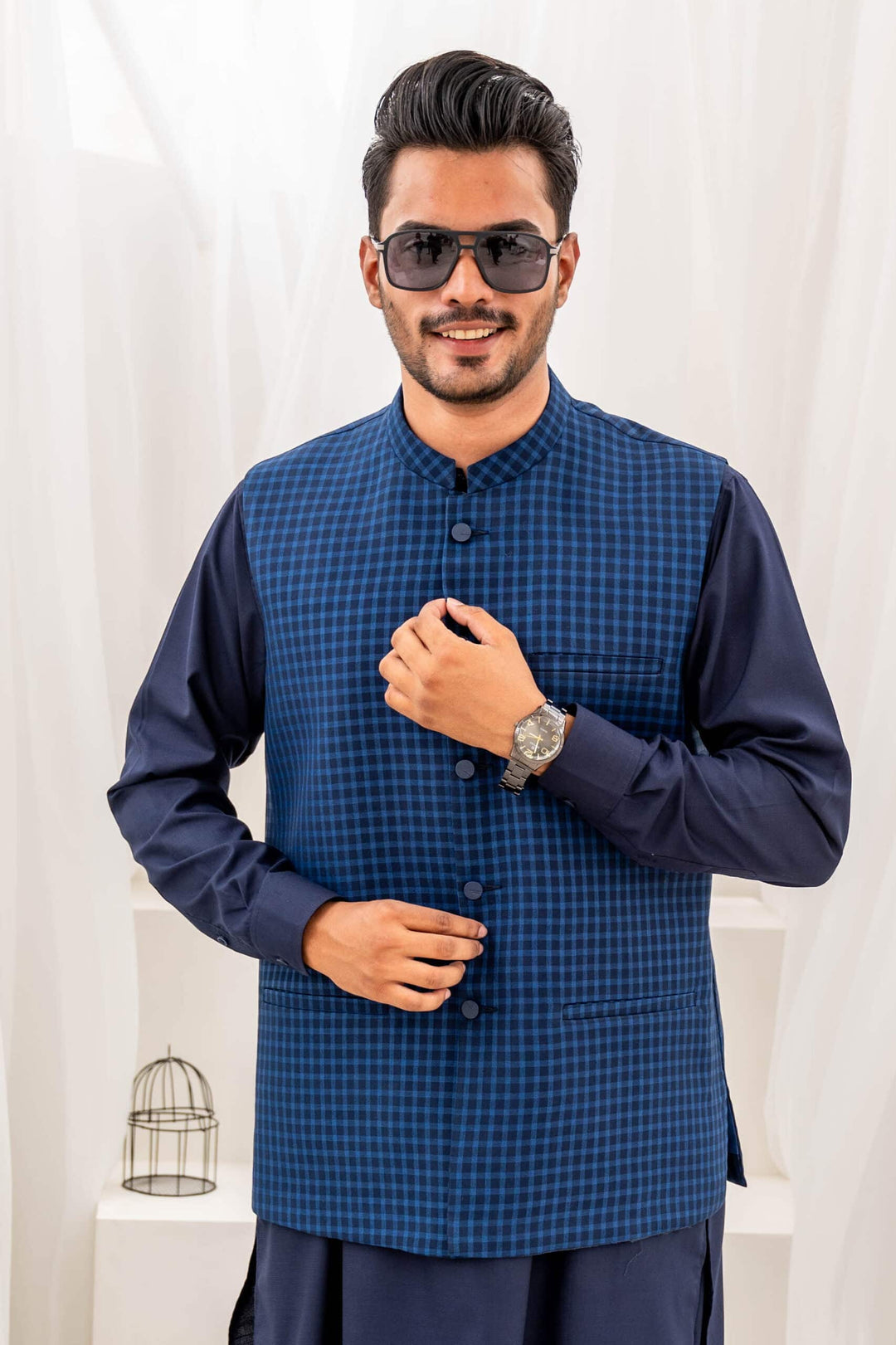 Blue Suiting Waist-Coat - Al-Deebaj