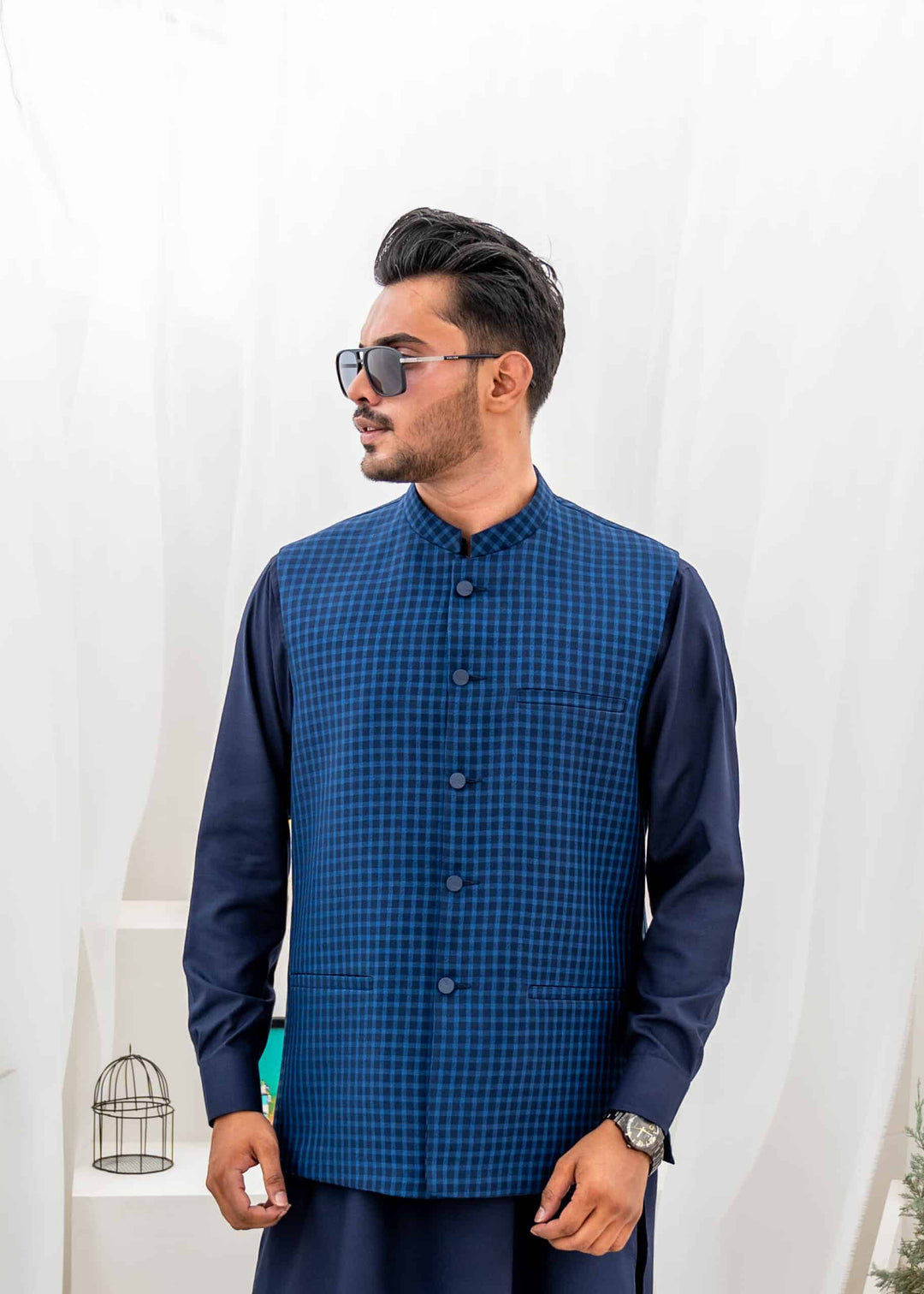 Blue Suiting Waist-Coat - Al-Deebaj