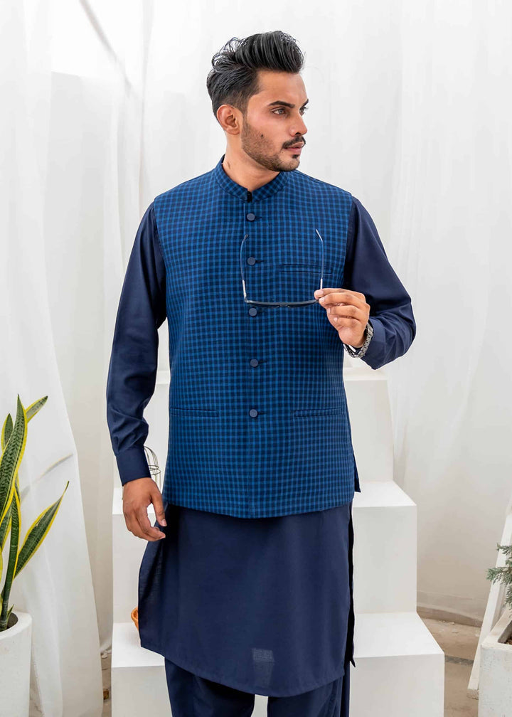 Blue Suiting Waist-Coat - Al-Deebaj